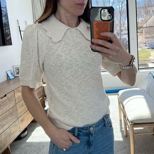 Universal Thread Cream Sweater with Scalloped Collar